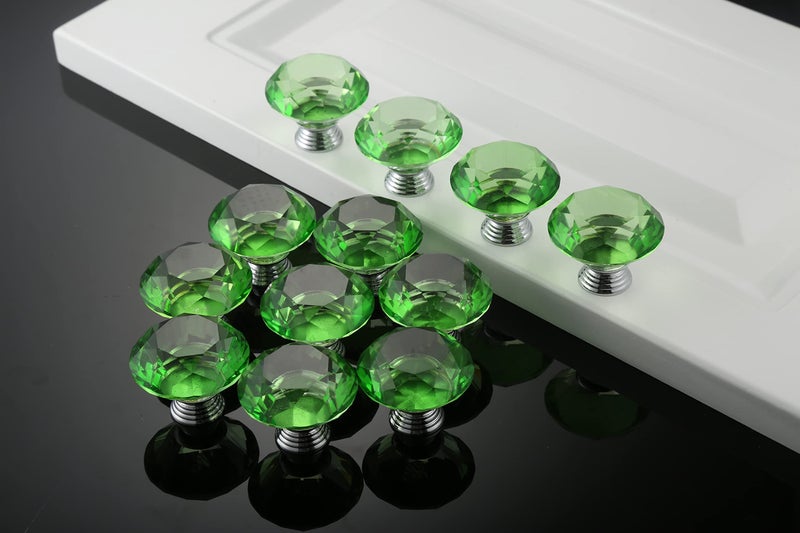 Mtsooning 40mm/1.57inch Green Crystal Knob, 2PCS Diamond Pull Handle, Furniture Hardware Knobs for Closet Cupboard Cabinet Drawer Dresser Wardrobe & 3 Size Screws - Image 5